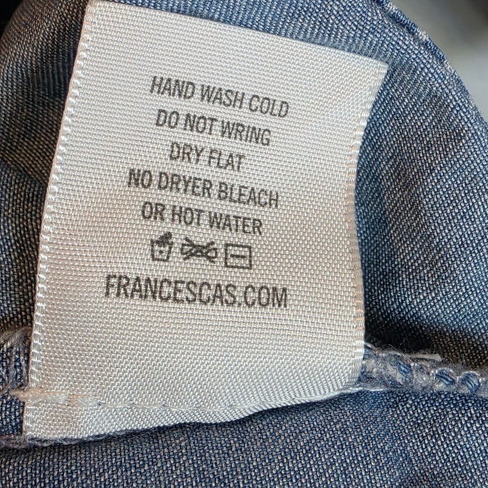 Francescas Harper Chambray‎ Pullover 3/4 Sleeve Blouse Sz Large Blue - Picture 7 of 9